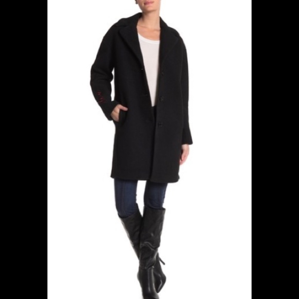 Love embroidered sleeve coat